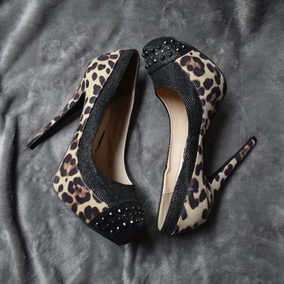 Penny Loves Kenny Shoes - Penny Loves Kenny Cheetah Sparkle Studded Heels